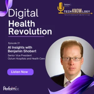 Podcast episode cover featuring Benjamin Shobert discussing AI insights in healthcare.